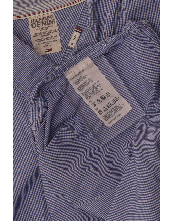 Мужская рубашка Tommy Hilfiger 2XL, синяя, хлопок в мелкую клетку
