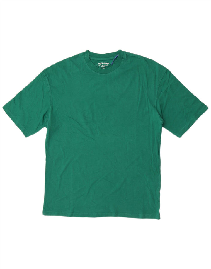 Мужская футболка Jack & Jones Regular, хлопок среднего размера, зеленого цвета