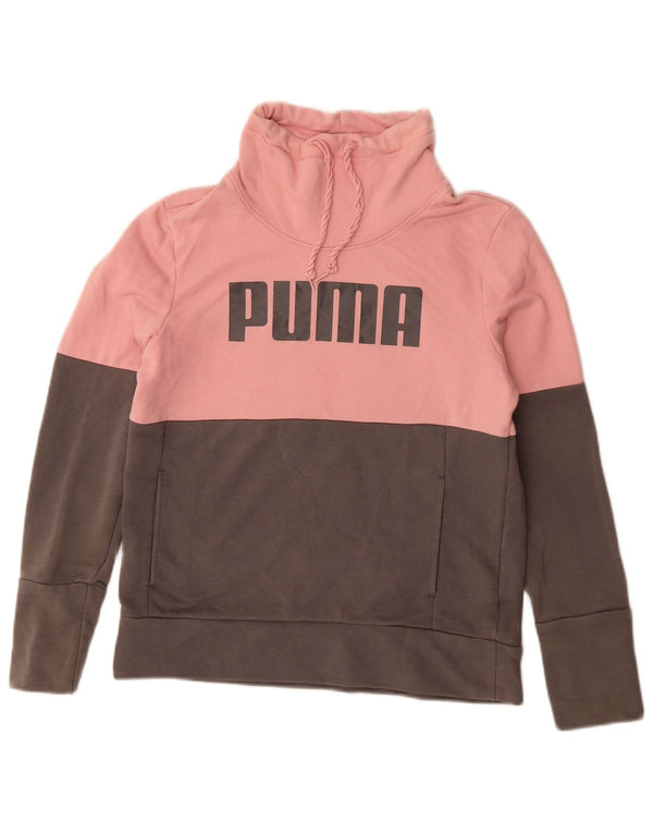 Женский свитшот с рисунком Puma UK 14, хлопковый джемпер среднего розового цвета с цветными блоками