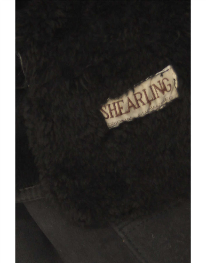 Винтажная женская короткая дубленка IT 44 Medium Black Shearling