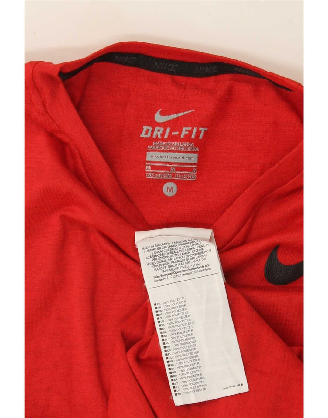 Футболка Nike Dri Fit для мальчиков, топ 10–11 лет, средний красный полиэстер с крапинками