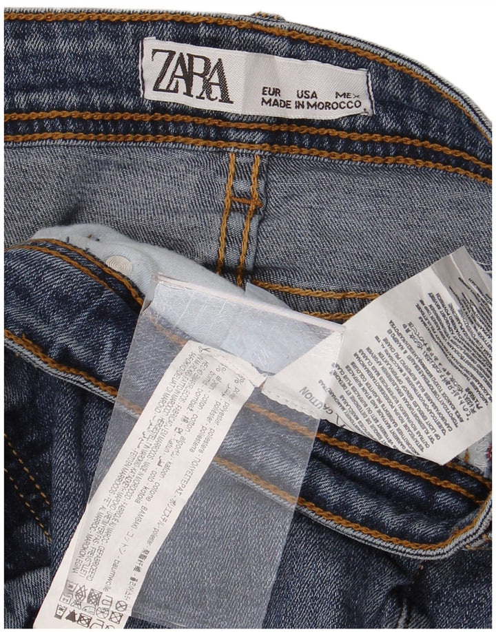 Женские потертые узкие джинсы Zara W36 L28, синий полиэстер