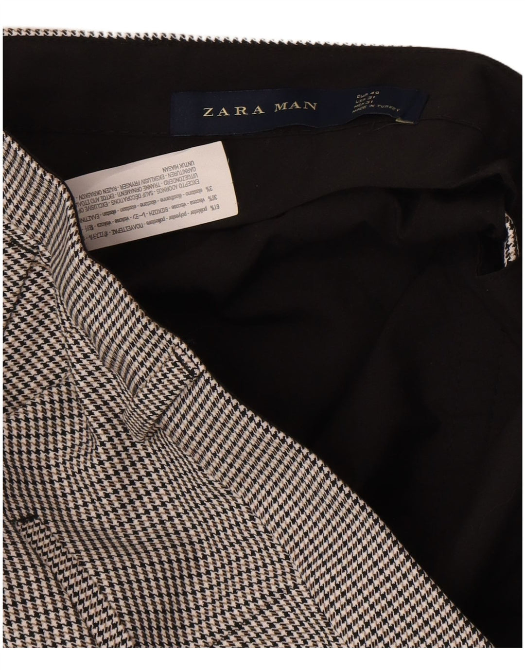 Мужские узкие брюки-чиносы Zara EU 40 Medium W31 L25 Серые с узором "гусиные лапки"
