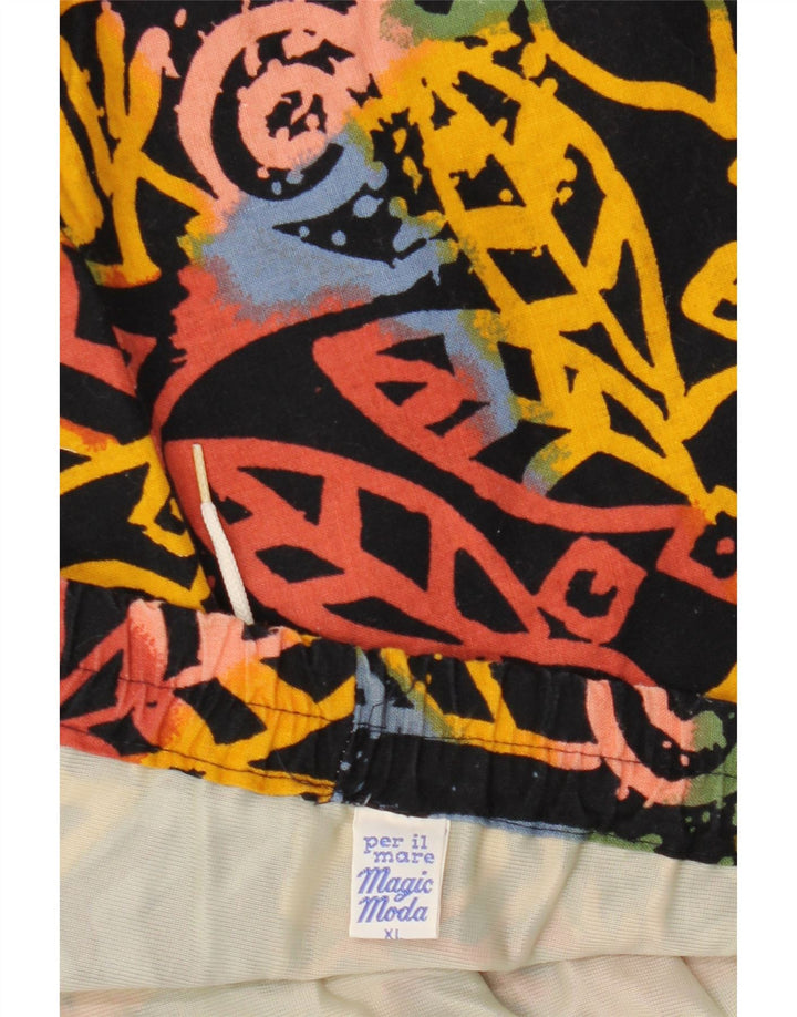 Мужские шорты для плавания VINTAGE XL, черный цветочный хлопок, хлопок