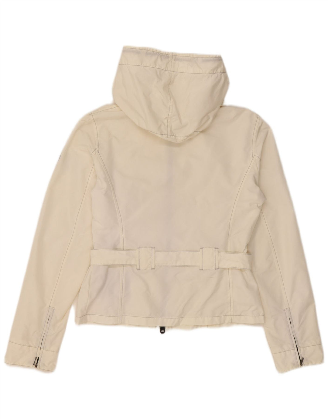 Refrigiwear Женская укороченная куртка-дождевик с капюшоном UK 12, средний белый полиамид