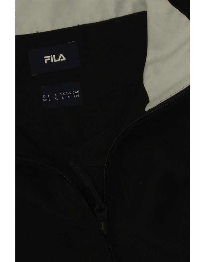 Мужской спортивный костюм Fila, большая черная куртка из полиэстера