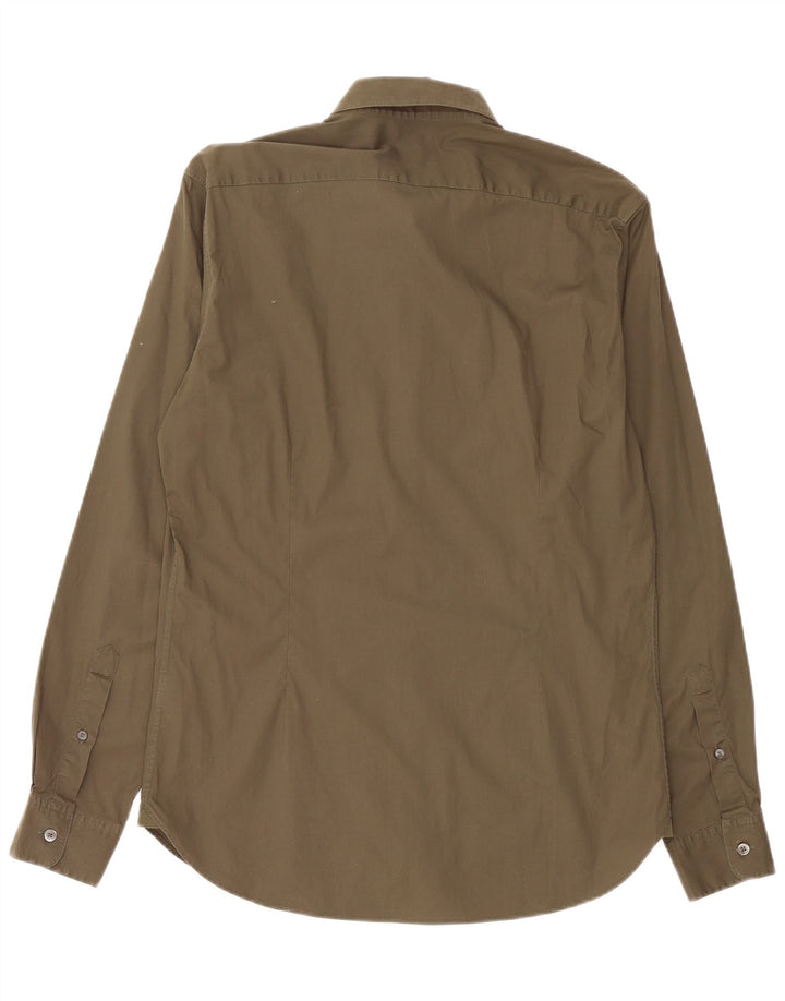 JIGSAW Mens Shirt Medium Khaki Cotton