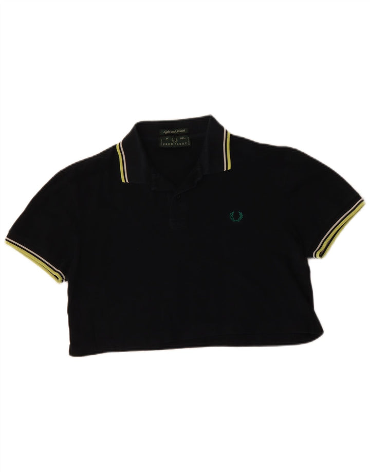 Женская укороченная рубашка-поло Fred Perry UK 14, средний черный хлопок