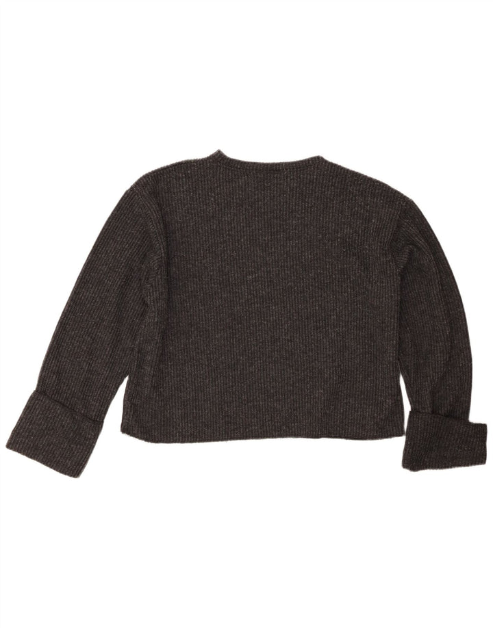 Женский укороченный свободный джемпер с круглым вырезом Zara UK 16, большой серый цвет