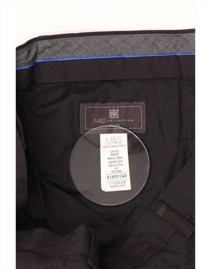 Мужские брюки узкого кроя Marks & Spencer W34 L31, черный полиэстер