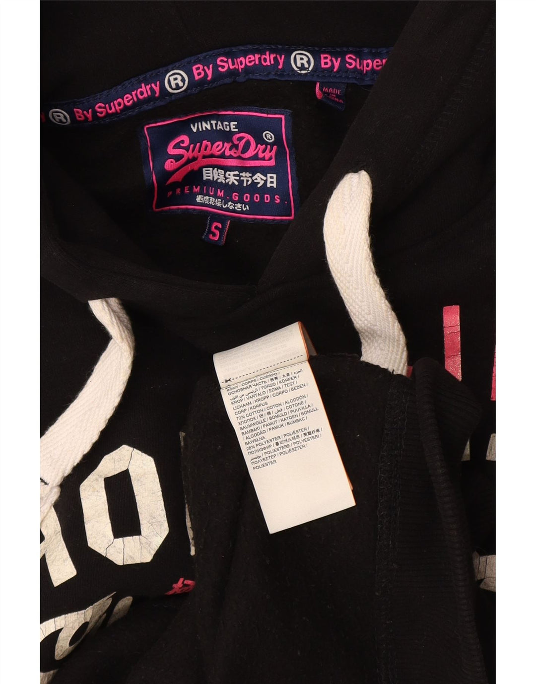 Мужской джемпер с капюшоном Superdry Hornets с рисунком UK 10, маленький, черный, хлопок