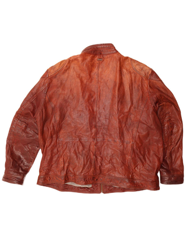 Мужская кожаная куртка ENGBERS UK 46 3XL бордовая