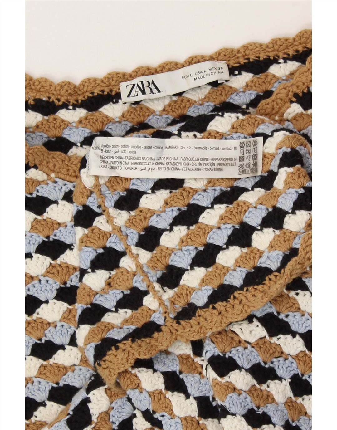 Женский укороченный свитер с вырезом лодочкой ZARA, Великобритания, 14, большой, разноцветный