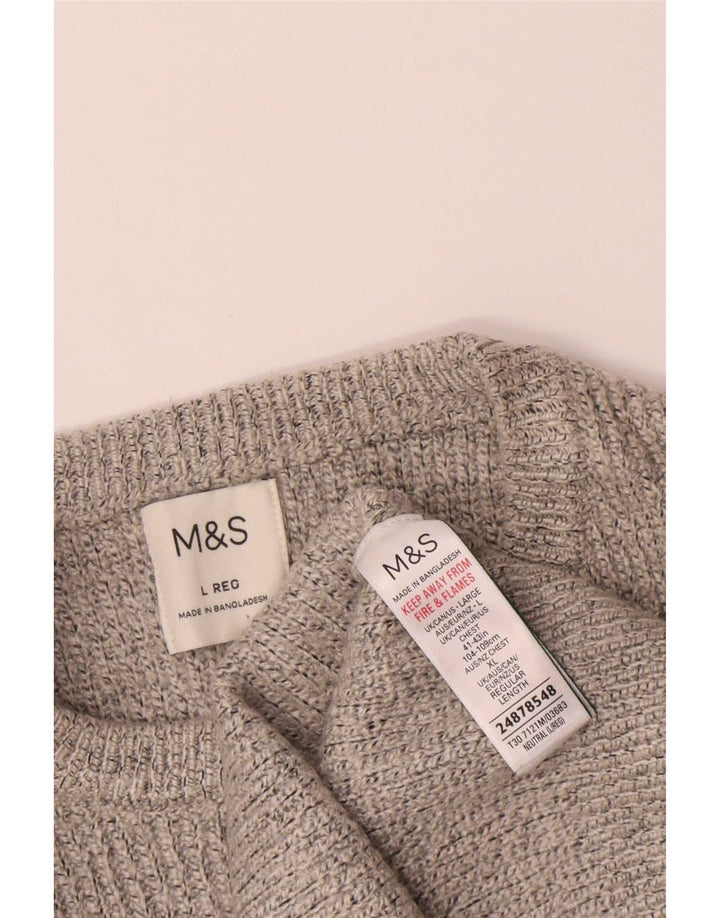Мужской джемпер с круглым вырезом Marks & Spencer, большой бежевый из полиамида