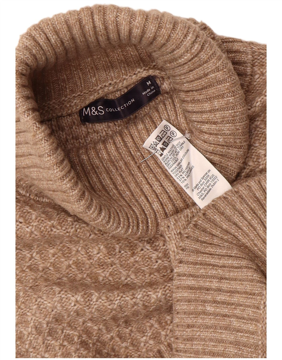 Женский джемпер с высоким воротником Marks & Spencer UK 14, средний коричневый