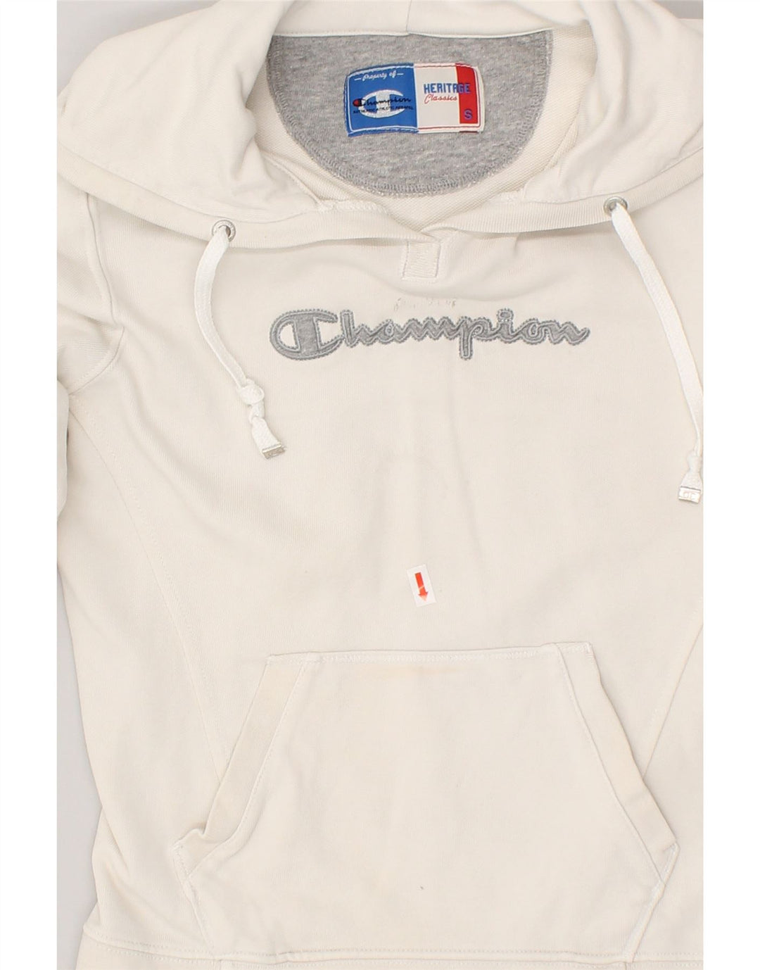 CHAMPION Womens Heritage Classics Graphic Hoodie Jumper UK 10 Small White | Vintage Champion | Thrift | Second-Hand Champion | Used Clothing | Messina Hembry 