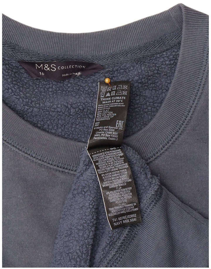Женский свитер с рисунком Marks & Spencer UK 16, большой темно-синий