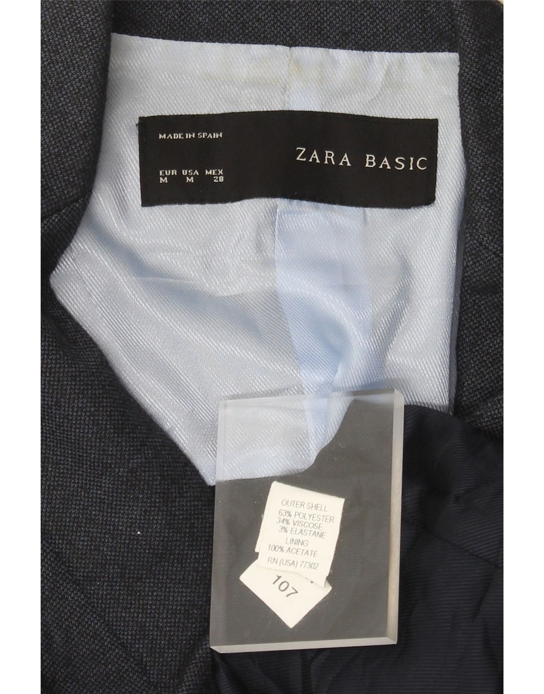 Женский пиджак Zara на 1 пуговице UK 12, средний темно-синий полиэстер