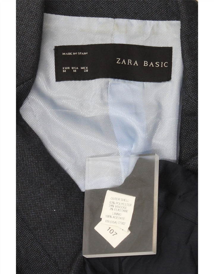 Женский пиджак Zara на 1 пуговице UK 12, средний темно-синий полиэстер