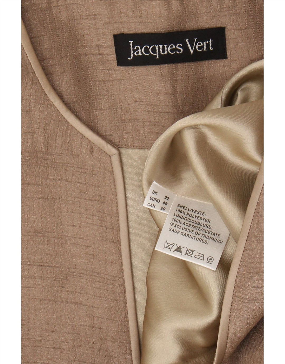 Женский пиджак на 1 пуговице Jacques Vert UK 22 3XL Бежевый полиэстер