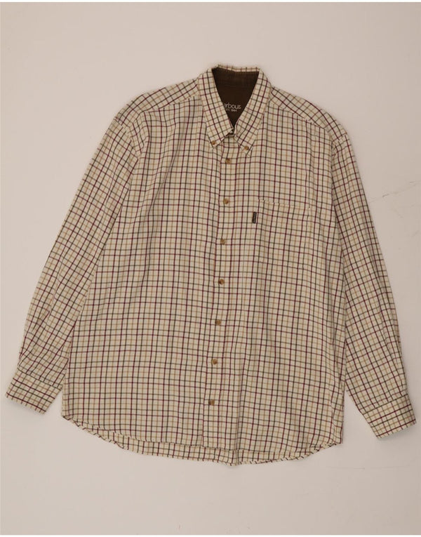 Мужская рубашка Barbour 2XL бежевого цвета в мелкую клетку, хлопок