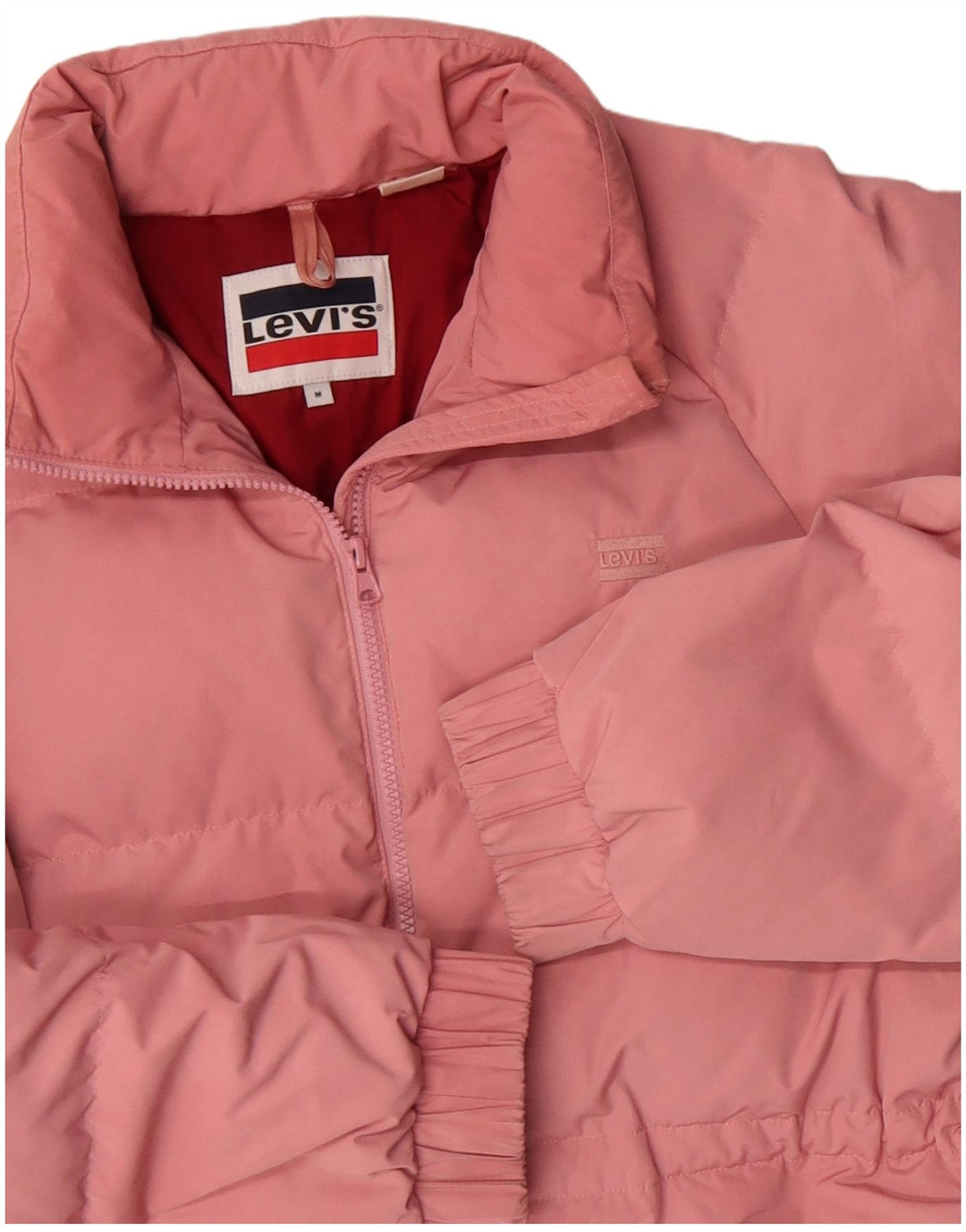 Женская стеганая куртка Levi's UK 14, полиэстер среднего розового цвета