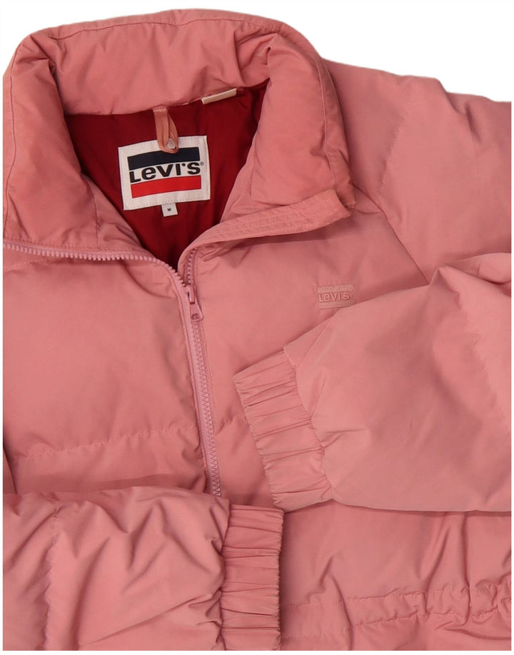 Женская стеганая куртка Levi's UK 14, полиэстер среднего розового цвета
