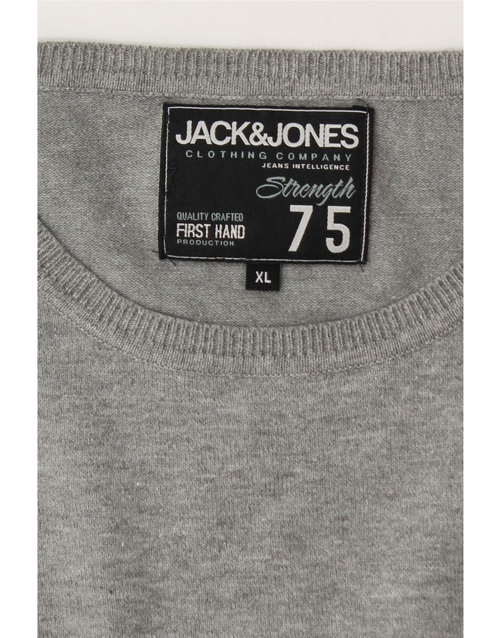 Мужской свитер с круглым вырезом Jack & Jones XL, серый в крапинку