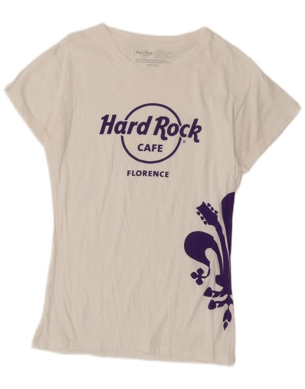Женская футболка с рисунком Hard Rock Cafe Florence, топ UK 14, большой белый хлопок