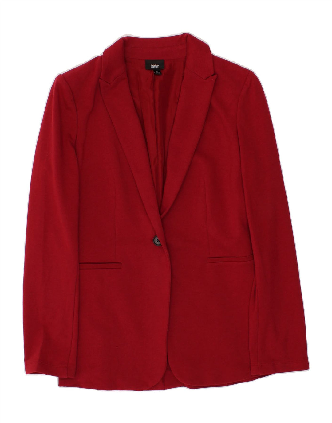 MOSSIMO Womens Longline 1 Button Blazer Jacket UK 14 Medium Red Cotton Vintage Mossimo and Second-Hand Mossimo from Messina Hembry 