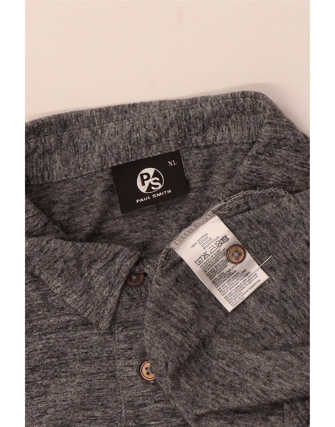 Мужская рубашка-поло Paul Smith XL, серая, хлопковая в крапинку