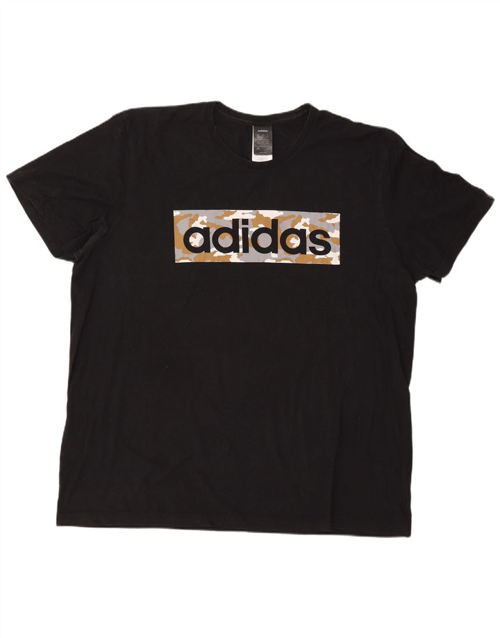 Мужская футболка с рисунком ADIDAS 2XL, черный хлопок