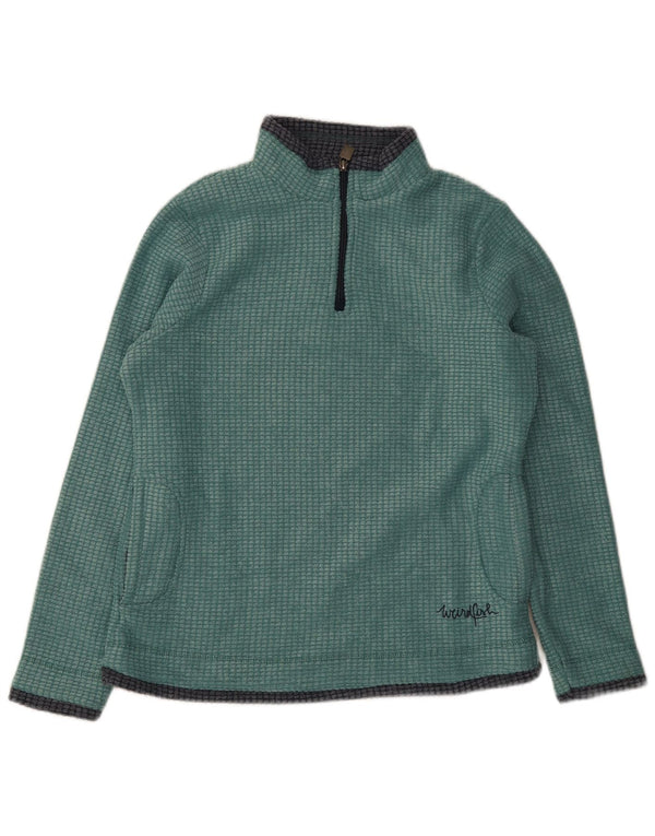 Weird Fish Womens Zip Neck Fleece Jumper UK 12 Medium Green Polyester
