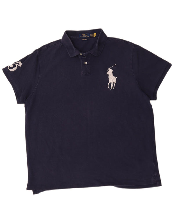 Мужская рубашка-поло для регби с рисунком Polo Ralph Lauren 2XL, темно-синяя