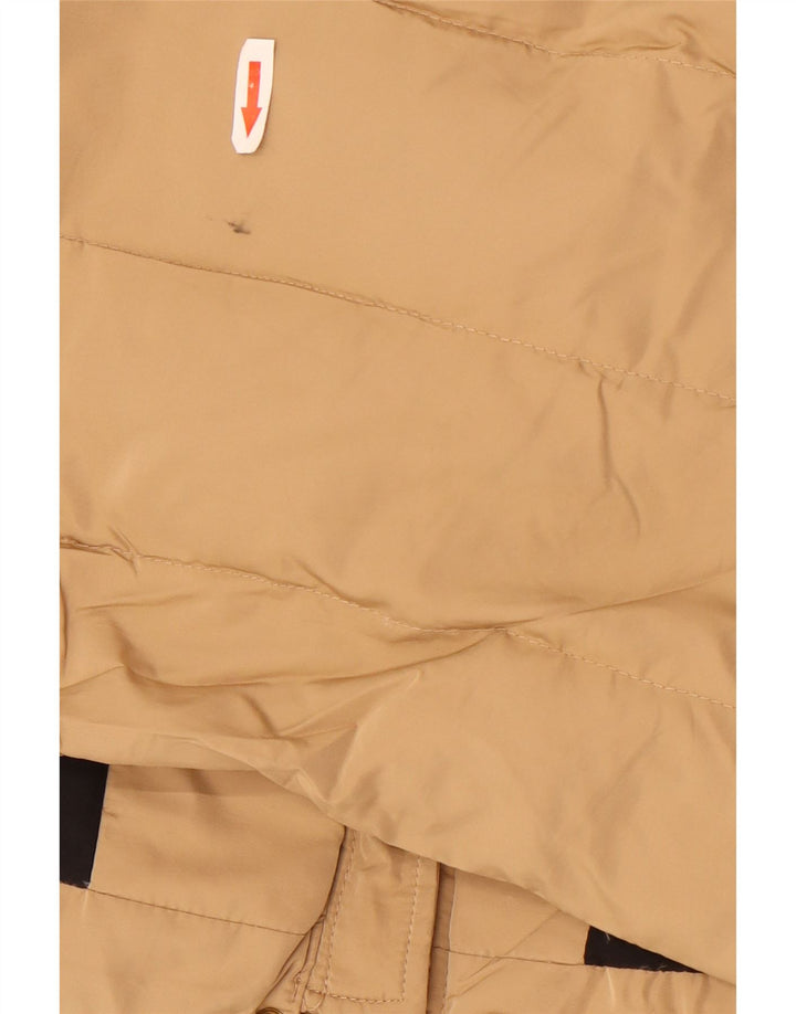 Женское стеганое пальто с капюшоном Zara UK 14, средний бежевый, полиэстер