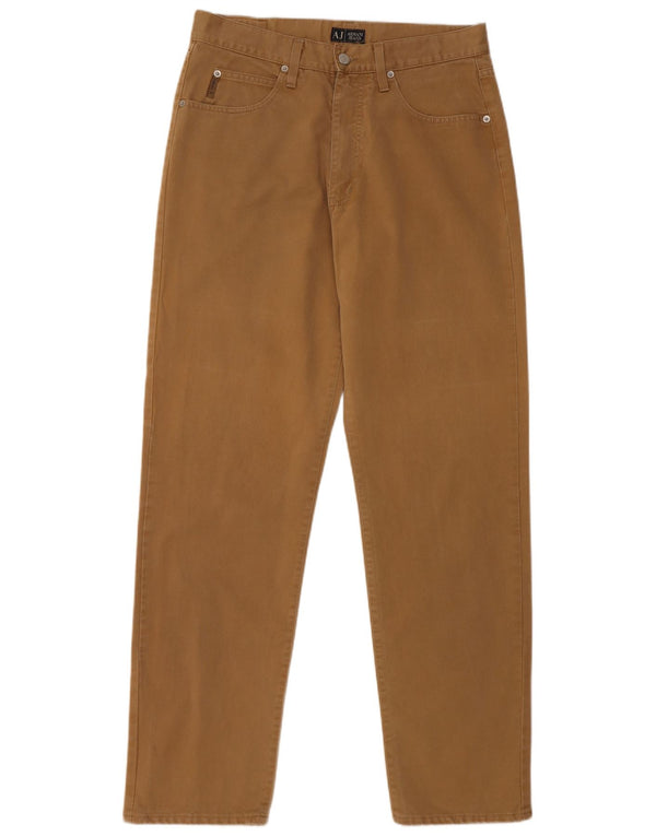 Мужские прямые повседневные брюки Armani W34 L32 коричневые, хлопковые