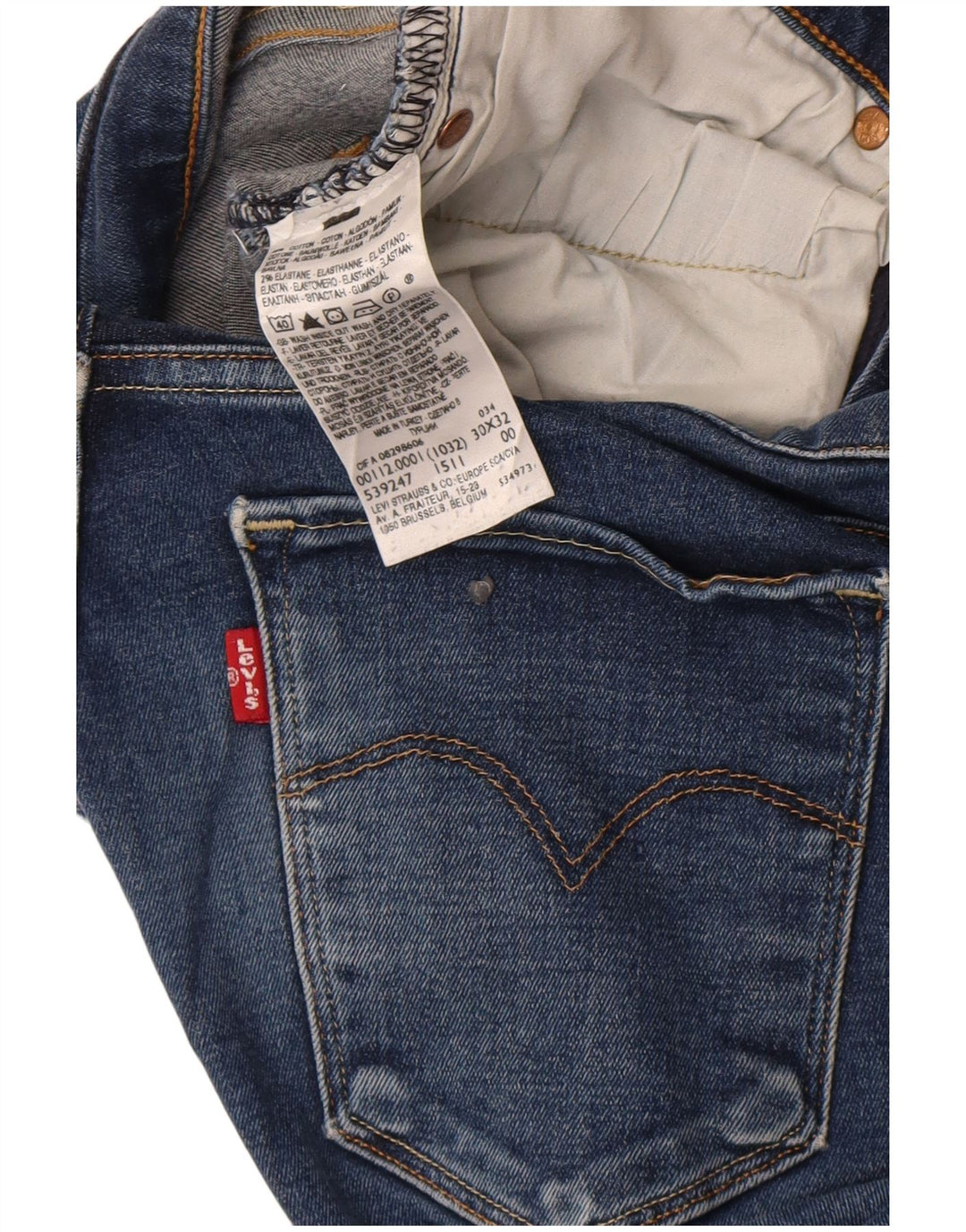 Женские джинсы скинни Levi's W30 L32 синие, хлопок