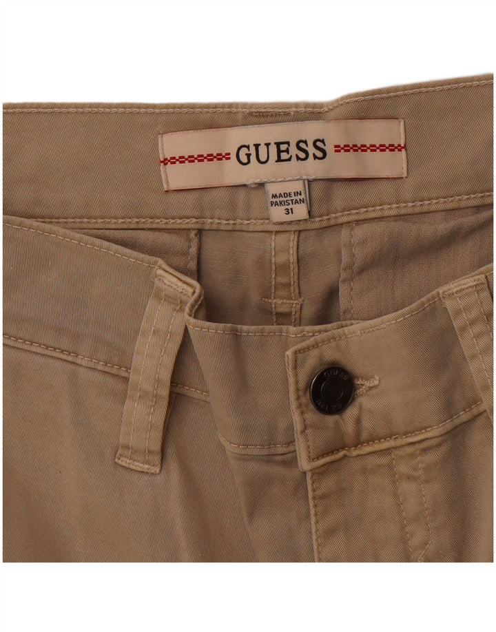 GUESS Mens Slim Cargo Trousers W31 L30 Beige Cotton
