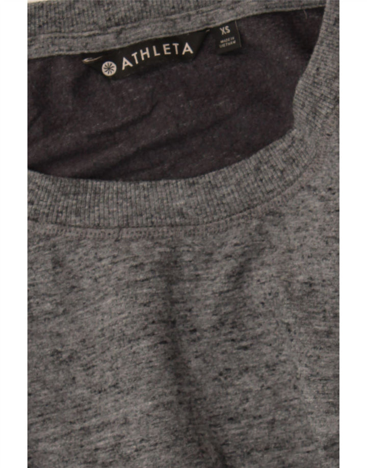 ATHLETA Womens Oversized Sweatshirt Jumper UK 6 XS Grey Flecked Cotton Vintage Athleta and Second-Hand Athleta from Messina Hembry 