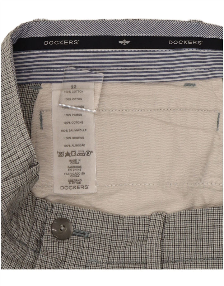 Мужские шорты чинос Dockers W32 Средне-серые, хлопок с узором «гусиные лапки»