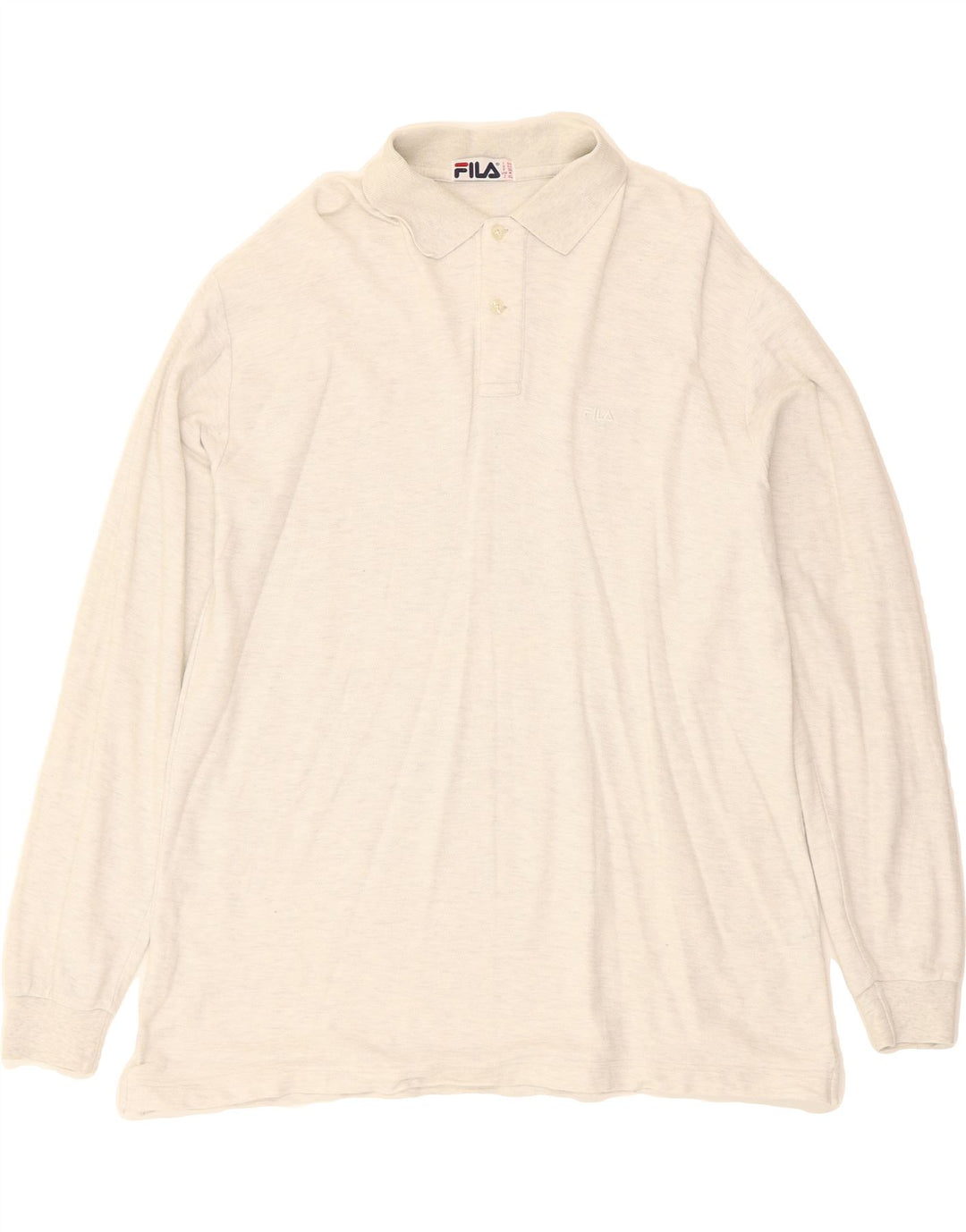 FILA Mens Long Sleeve Polo Shirt IT 50 Medium Grey Cotton Vintage Fila and Second-Hand Fila from Messina Hembry 