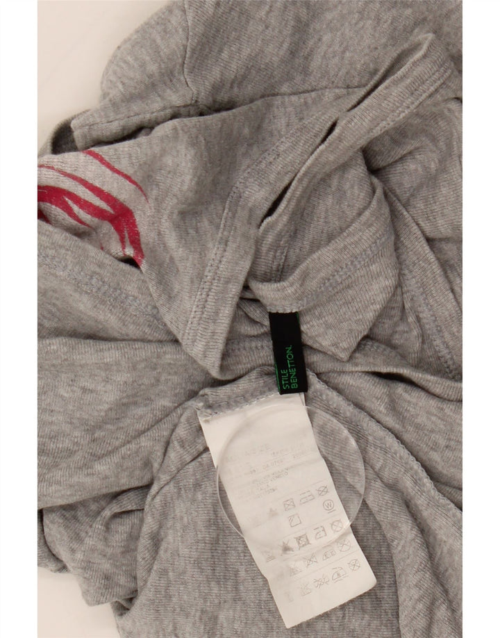 Женский топ с рисунком BENETTON, длинный рукав, Великобритания, 16, большой серый хлопок с крапинками