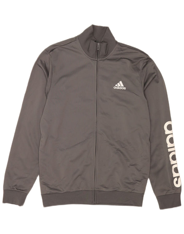 Мужская верхняя куртка Adidas с графическим принтом, Великобритания, 40/42, средний серый полиэстер