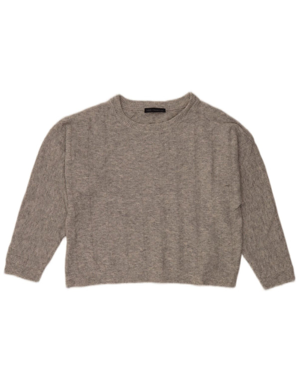 Женский укороченный джемпер с круглым вырезом Marks & Spencer UK 12, средний серый цвет