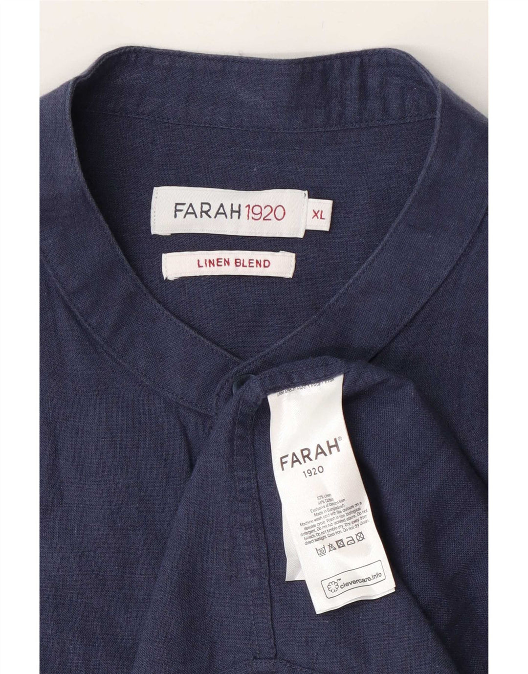Мужская рубашка с коротким рукавом Farah XL, темно-синяя, льняная