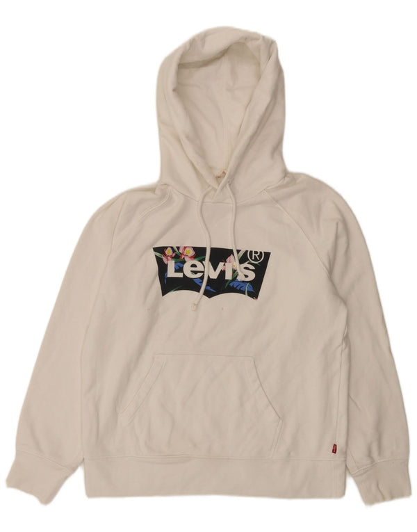 Женский джемпер с капюшоном Levi's, размер UK 10, маленький, белый, хлопок