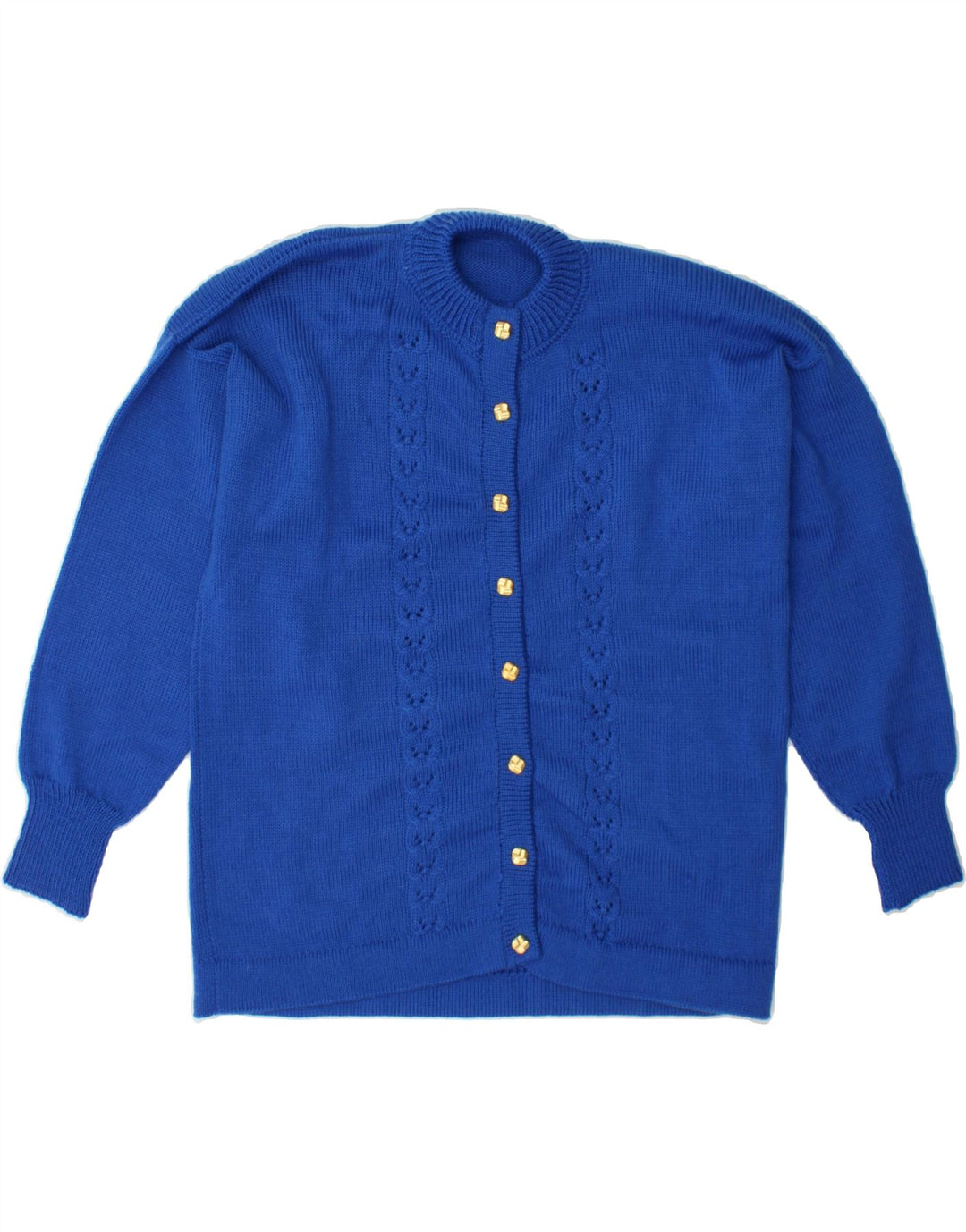 VINTAGE Womens Cardigan Sweater UK 14 Large Blue Vintage Vintage and Second-Hand Vintage from Messina Hembry 