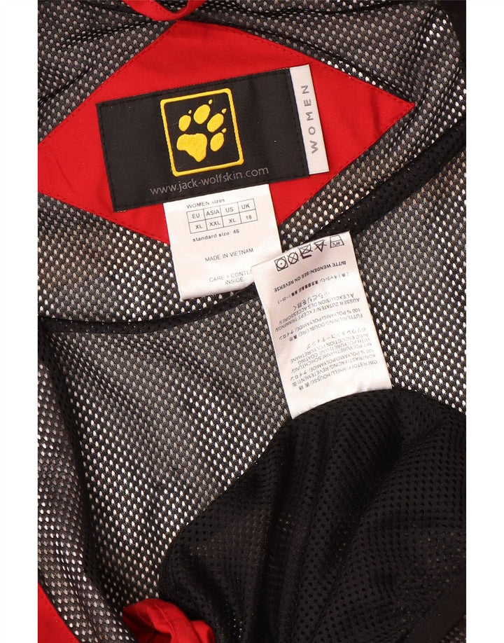JACK WOLFSKIN Женская куртка-дождевик оверсайз UK 18 XL Красная цветных блоков