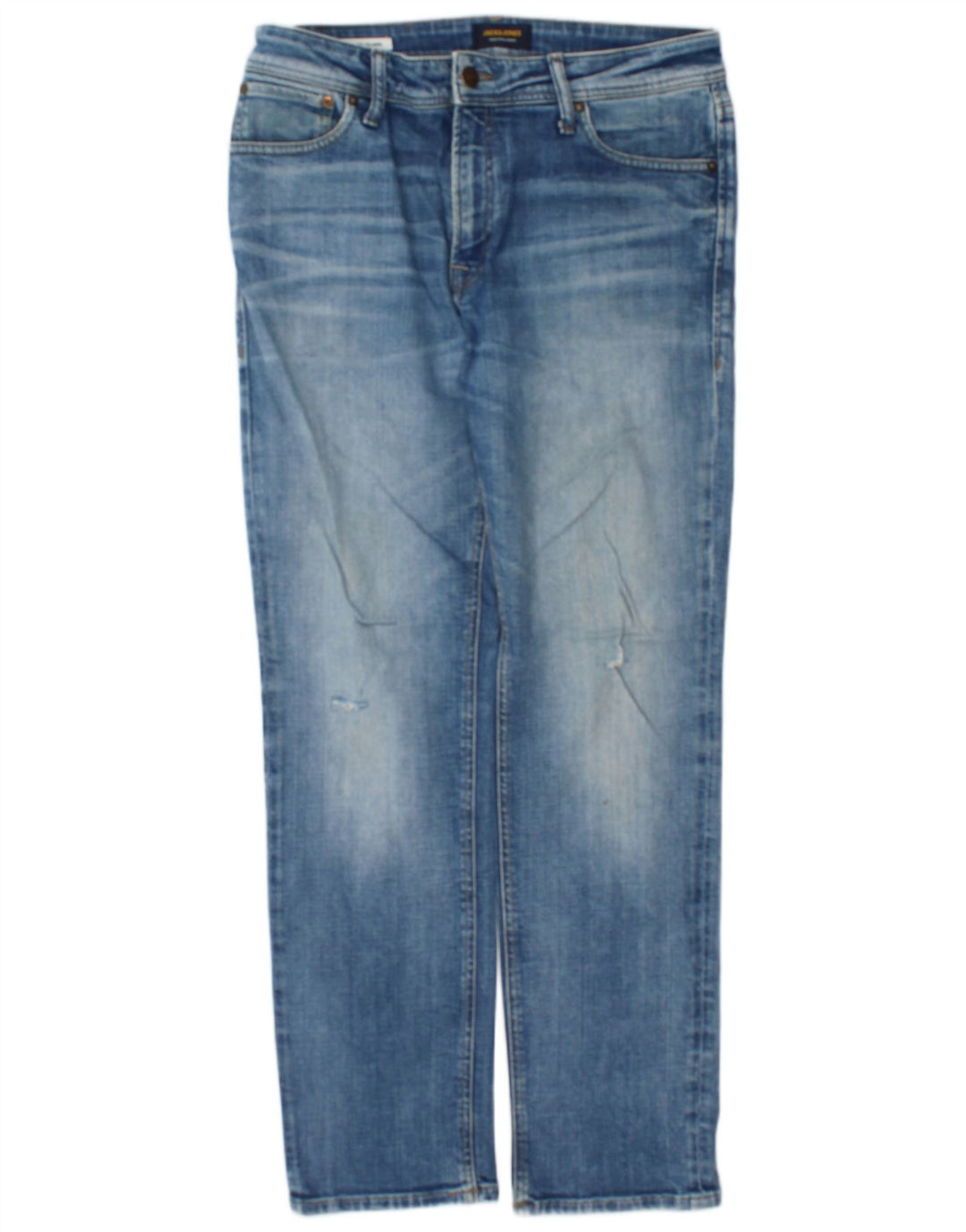 Мужские потертые прямые джинсы Jack & Jones W32 L32, синий хлопок
