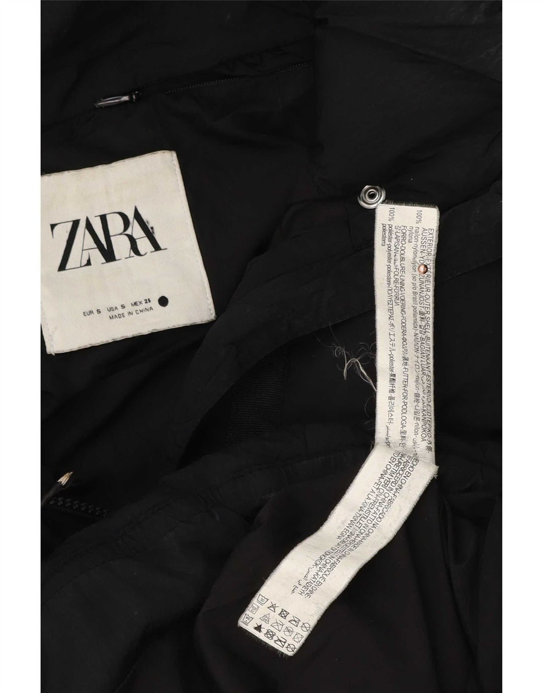 Женская утепленная куртка оверсайз Zara UK 10, маленький черный полиэстер